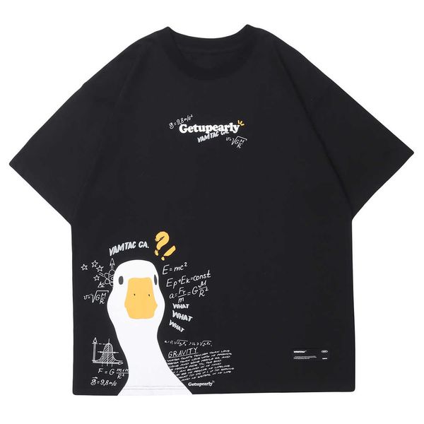 Мужские футболки Lakible Мужчины женщины футболки футболки Harajuku Formula Duck Graphic T Roomts Hip Hop Streetwear повседневная свободная топы с коротким рукавом хлопок 022223H