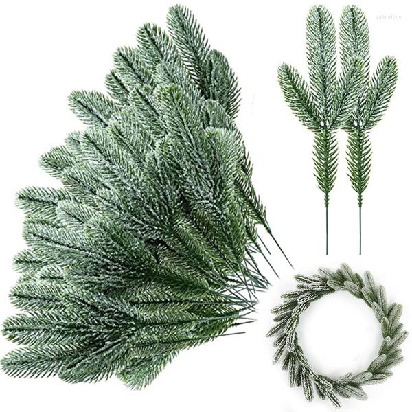 Fiori decorativi 1 confezione di aghi di pino artificiali rami di Natale in rattan fai da te ghirlanda piante verdi decorazioni per alberi per la casa