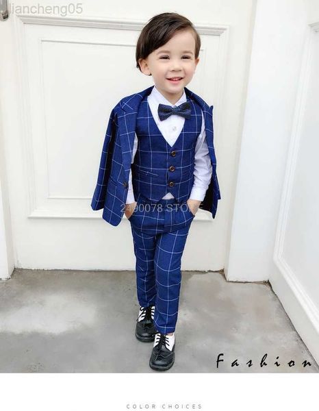 Completi di abbigliamento Flower Boys Prom Party Smoking formale Ragazzi Suit per matrimoni Blazer Gilet Pantaloni Bambini School Host Dance Performance Come W0222