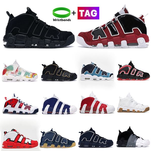 2023 Uptempo Pippen Scarpe da pallacanestro OG More Uptempos Scottie Scarpe da ginnastica da uomo Nero Bianco Gum Varsity Rosso Nascosto riflettente 96 Francia UK Pippens Scarpe da ginnastica da donna da uomo