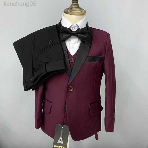 Roupas Conjuntos de roupas infantis de ternos formais Conjunto 1-14y Flower Boys Banquet Wedding Party Dress Come Kids Blazer colete de calças de vestuário W02222