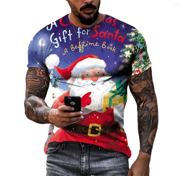 Herren T-Shirts Weihnachtsmann 3D-Druck Sommer Persönlichkeit Herren T-Shirt Weihnachten Karneval Hip Hop Lustig Kurzarm Lässig Bequem