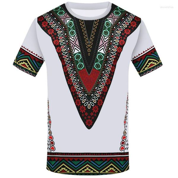 Herren T-Shirts Sommer Herren T-Shirt Kurzarm Afrikanische Ethnische Retro Persönlichkeit Kleidung Damen 3D-Druck