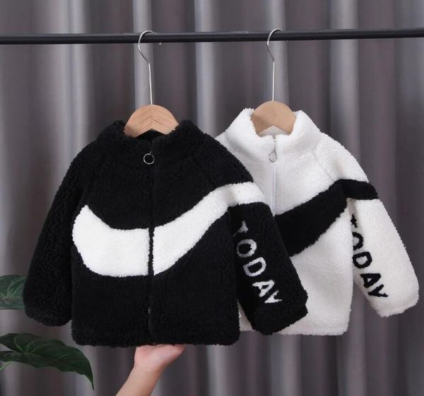 Зимние детские дизайнерские куртки Baby Boy Girl Fleece Jackets черный белый детский пальто