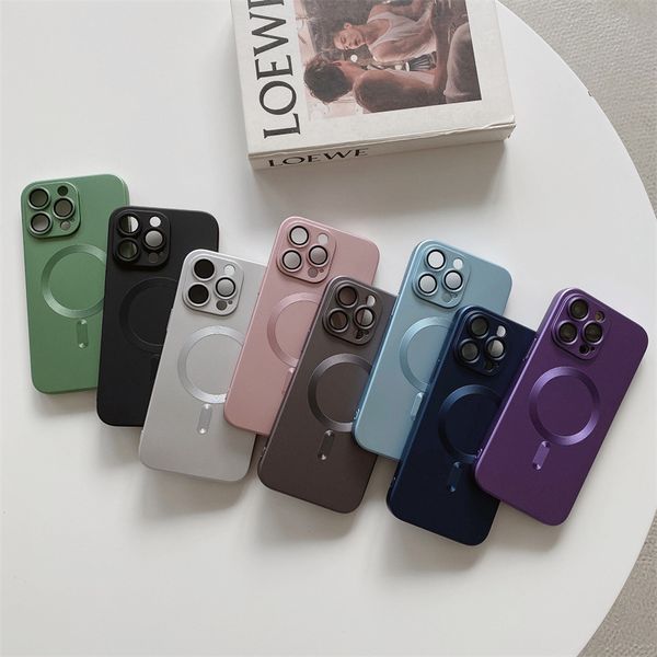 Para a Apple 14 Case Telefone, a nova moda vem com o filme de lente iPhone13Pro Plating 12Promax Protetive Case Magnetic Sucção TPU Anti-Fall Anti-Wear