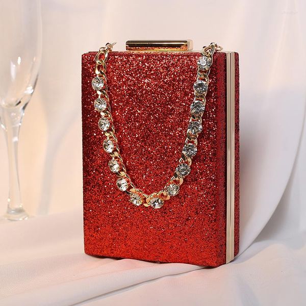 Bolsas de noite Luxo Bling Fashion Bag Lady Lady Box Metal Box Shiny Diamonds Rangas bolsa de festa da festa