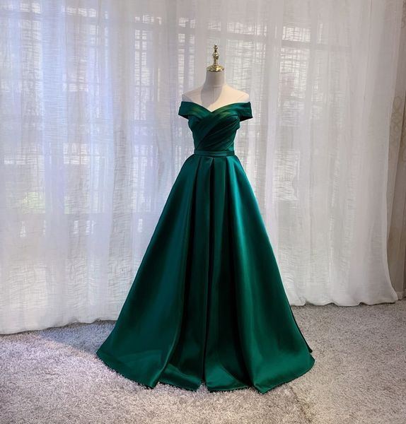 Partykleider Grün, schulterfrei, Satin, lang, für Damen, Mädchen, Damen, Prinzessin, Bankett, Party, Ball, Abschlussballkleid, Kleid 230222