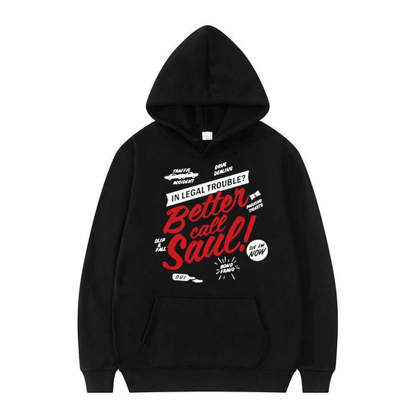 Felpe con cappuccio da uomo Felpe Serie TV Better Call Saul Felpa con stampa lettera Breaking Bad Graphic Felpa Pullover a maniche lunghe oversize con cappuccio Unisex Top L230222