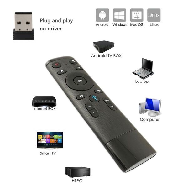 Telecomandi vocali Q5 Gyro Air Mouse con microfono Controllo giroscopio a 3 assi per Smart TV H96 X96 TX3 mini T95 Android TVBox