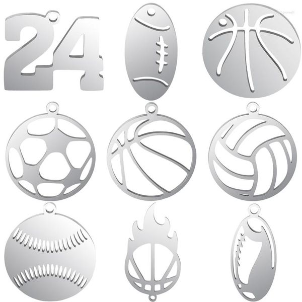 Ciondoli Stili sportivi in acciaio inossidabile Calcio Pallacanestro Pallavolo Atletica leggera Ciondolo numero 24 per collane Bracciale gioielli