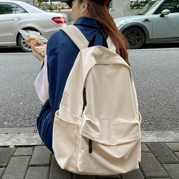 Backpack 2023 Moda Nylon High Quality feminino Bag feminino cor sólida Big School School Teenage Girl Lovely Laptop