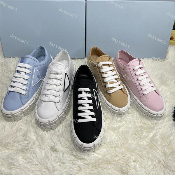 Con scatola Prad Designer Gabardine Nylon Scarpe casual Donna Sneaker con ruota Sneaker classica in tela Stilista Scarpe da ginnastica di marca Piattaforma H TE 9434