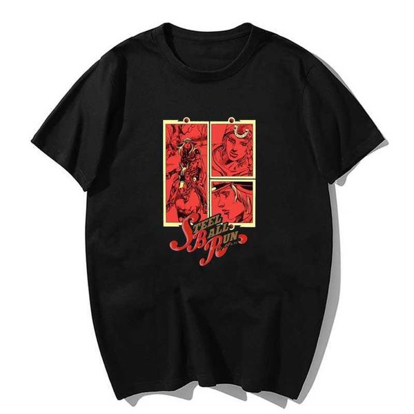 T-shirt da uomo Jojo Bizarre Adventure Steel Ball Run T Shirt Uomo Kawaii Tops Cartoon Karate Graphic Tees Tee Shirt Unisex Harajuku Shirt Uomo 022223H