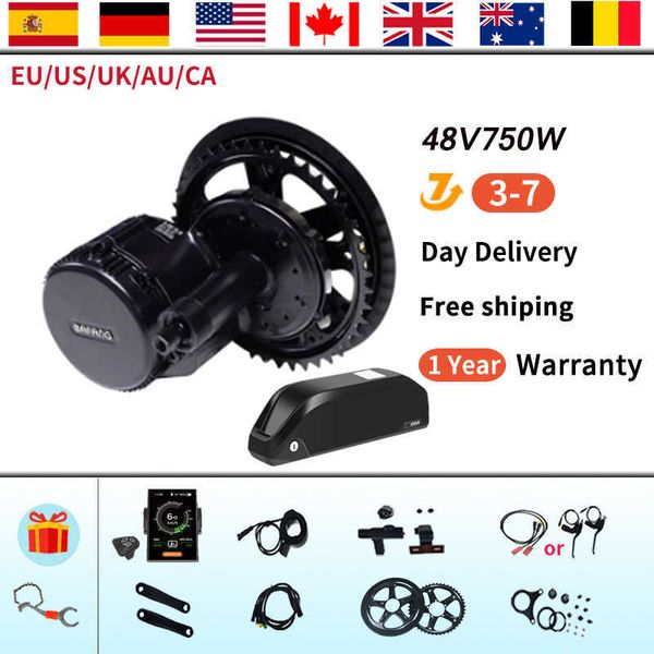 Bafang BBS02B 48V 750W Mid Drive Motor BBS02 Kit di conversione bicicletta elettrica eBike Potente motore centrale e-Bike Batteria da 20Ah