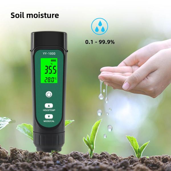 Metri 3 in 1 Analizzatore di umidità del misuratore di temperatura dell'umidità del suolo digitale EC per il rilevamento Strumento di semina orticola agricola