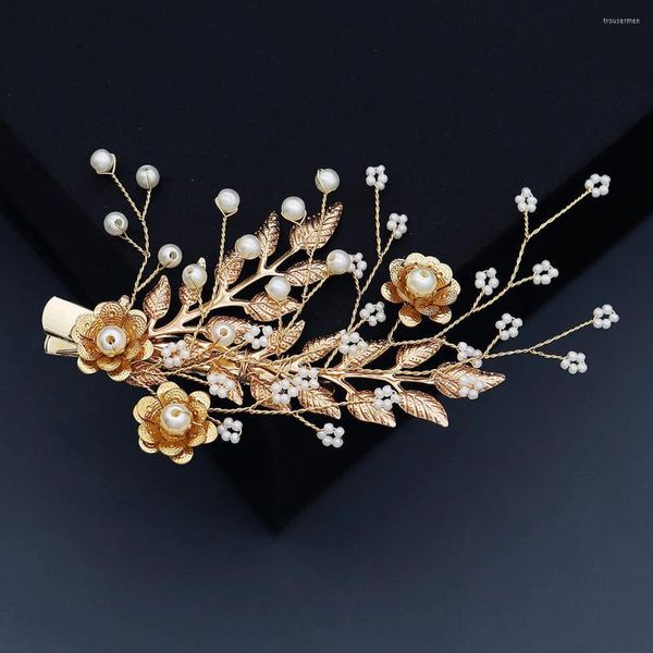 Copricapo Gioielli da sposa Accessori Hanfu retrò Fatti a mano Perla Tornante Stile di capelli Clip laterale Toast Show Hefu