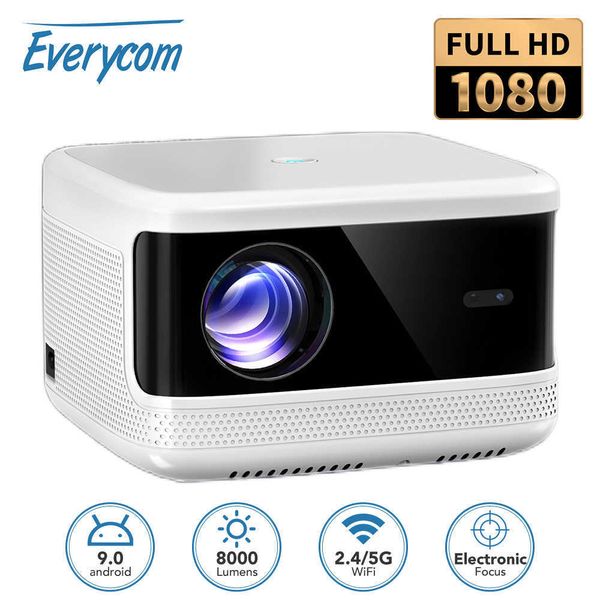 Projektörler Everycom T5 Destek 4K Projektör 1080p Işın LED Projektör Android 5G WiFi Electric Focus Akıllı TV Ev Sineması J230222