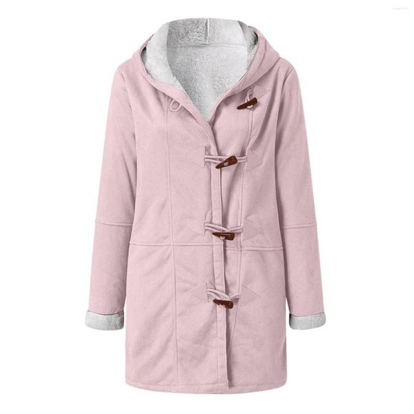 Trench da donna Women Casual inverno inverno caldo sherpa foderato foderato di felpa con cappuccio con cappuccio da donna a maniche lunghe e pile