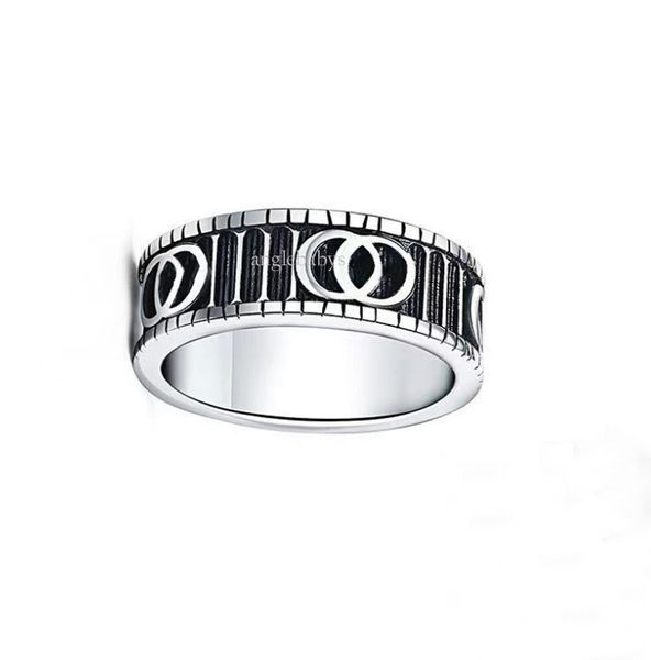 Herren-Designer-Mode-Band-Ringe für Herren und Damen, Stahl, graviertes Buchstabenmuster, Liebhaber-Schmuck, schmaler Ring, große Größe