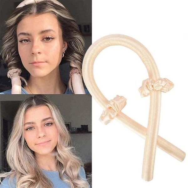 Presilhas de cabelo Slik Cetim Curler Headband Envoltório Fita Curling Girls Scrunchies Headwear Conforto