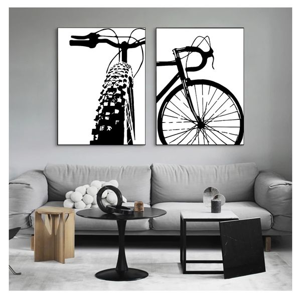 Pintando impressão de arte de parede motivacional de bicicleta e pôsteres presentes de garotas decoração de casa de bicicleta preta de bicicleta de ciclismo de ciclismo woo woo