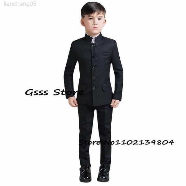 Giyim Setleri Çocuklar Takımlı Erkekler Düğün Takım Tarzı Çocuklar Resmi Mandarin Yakası Yüksek Kaliteli Moda W0222