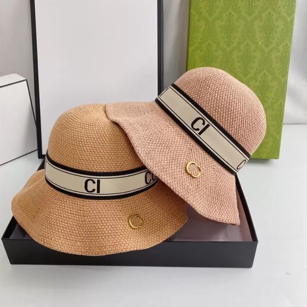 Mode Strohhut Damenkappen Designer Eimer Hüte für Männer atmungsaktive Sommer Casquette Resort Sonnenschutzeis Ice Seiden Welle Sunhats Neu