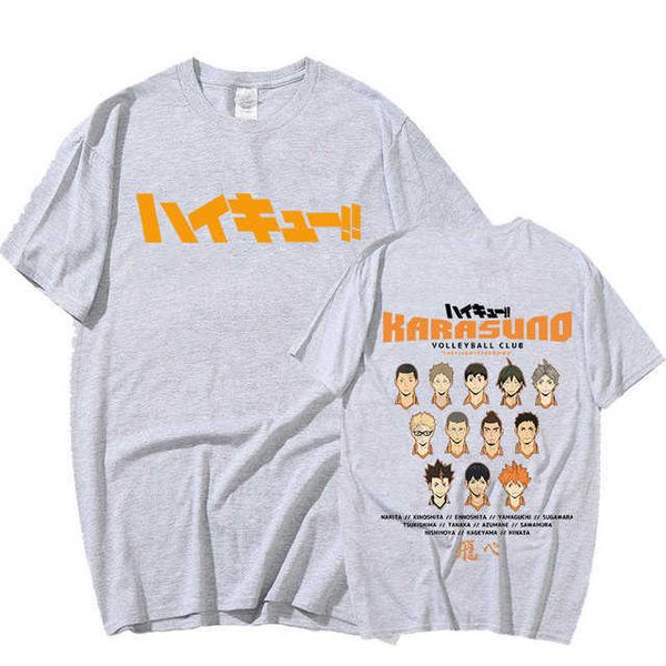 Haikyuu Karasuno Anime Volleyball Club Stampa T-shirt Manica corta da uomo in puro cotone T-shirt casual Oversize Haruku Streetwear 402