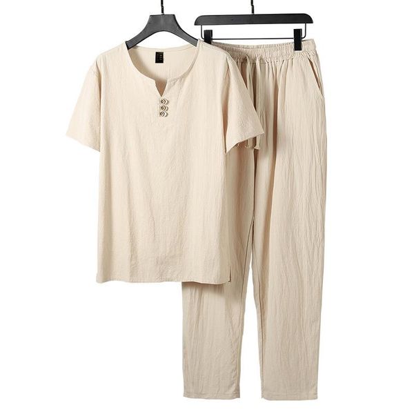 Мужские спортивные костюмы 9xl Plus Size Clothing Vintage Tracksuit 2023 Summer Spring Home Cust Lenen Firt Casual мужской набор китайский стиль