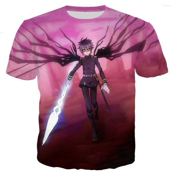 Herren T-Shirts Cooles Shirt Mann/Frauen Anime Owari No Seraph 3D-gedruckte T-Shirts Kurzarm Harajuku-Stil T-Shirt Streetwear Tops