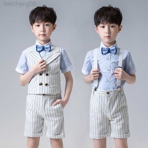 Kleidungssets Blumenjungen Hochzeit Formeller Anzug Baby Jungen Schuluniform Kinder Zeremonie Klaviertanz Kommen Teenager Smoking Kleid Kleidungsset W0222