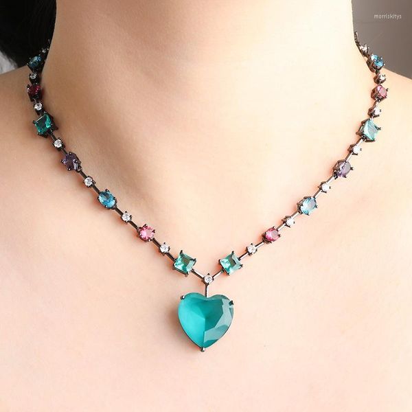 Collane con pendente OMYFUN Prezzo di fabbrica Brasile Collana di lusso Colore misto Crystal Glass Fancy Heart Women Choker N012