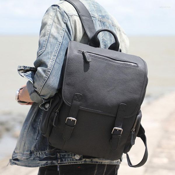 Bolsas escolares Aetoo Primeira camada Backpack Manual masculino Manual de grande capacidade Leisure Bag Travel