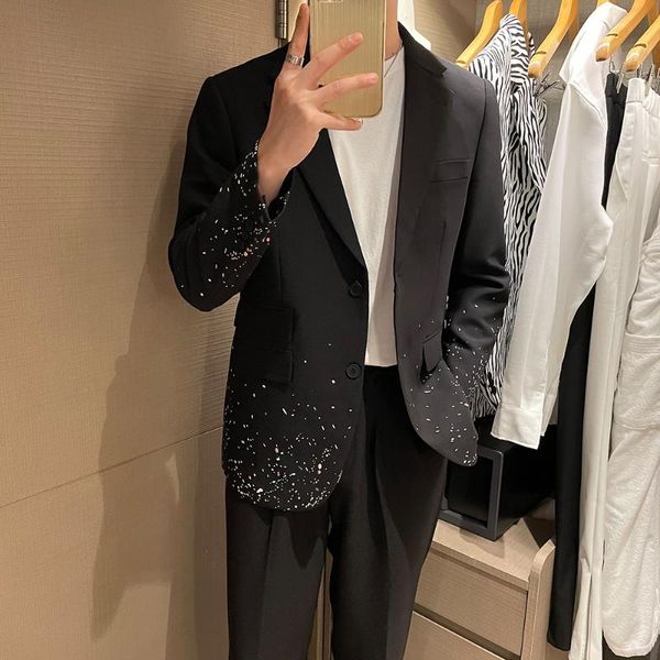 Männer Anzüge Blazer Koreanische Lose Männer Mode Gedruckt Casual Anzug Jacke Social Business Blazer Masculino Hochzeit Kleid Mantel Kleidung