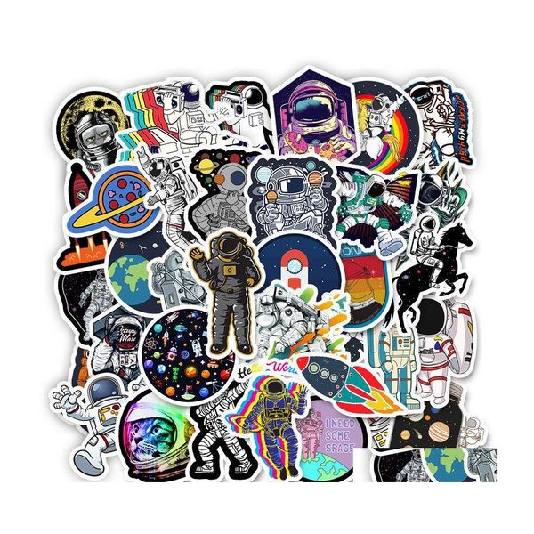 Adesivi per auto 50 Pz / lotto All'ingrosso Astronauta Cosmic Planet Sticker Vsco Impermeabile Noduplicate per laptop Lage Notebook Drop Delivery Dhcbt