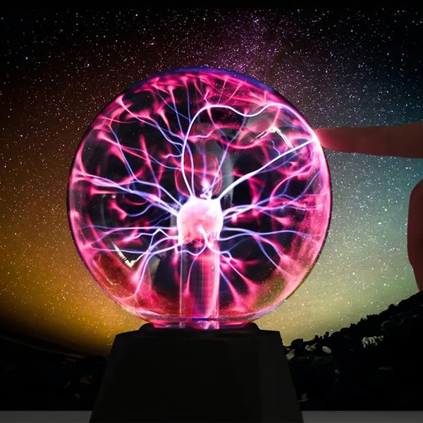 Palla al plasma con nebulosa elettrica da 5 pollici, sfera al plasma di vetro, luce a sfera al plasma, globo di fulmini per test di identità con film in vinile metallizzato per auto MO-628JDQ
