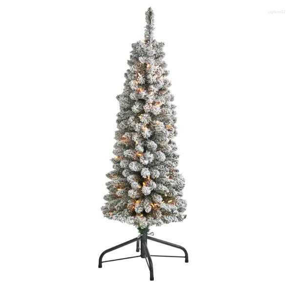 Decorações de Natal 4 pés. Árvore artificial de lápis reunida com 100 luzes claras e 216 galhos dobráveis