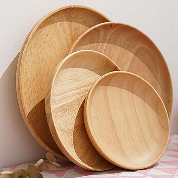 Teller, hochwertige runde Form, Holz-Servierplatte, Restaurant-Tablett, Obst, Dessert, Snack, Küchenbedarf
