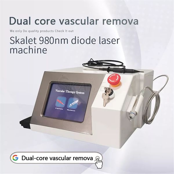 Laser Machine Professional 980nm Diodo Laser Rimozione vascolare Vasi sanguigni rossi Vene del ragno Rimozione della vena del viso Terapia laser con martello freddo