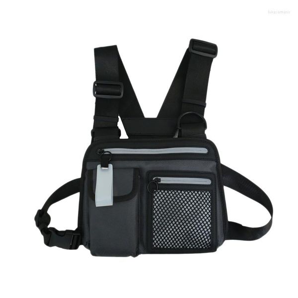 Marsupi FGGS-Hip-Hop Men Chest Rig Bag Uomo Reflective Functional Vest Pack Maschile Streetwear Abon Strap