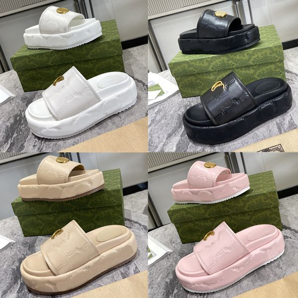 Sandali firmati Pantofole a fondo piatto di lusso Pantofole ricamate in pelle di gelatina intrecciata Uomo Donna Fondo spesso Scarpe con tacco alto 35-45