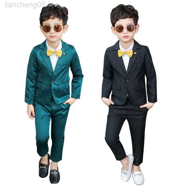 Conjuntos de roupas 2021 Green Formal Formal Suits Dresses Dresses Crianças Escola Roupa Blazer Kids Party vem criança aniversário vem roupas w0222