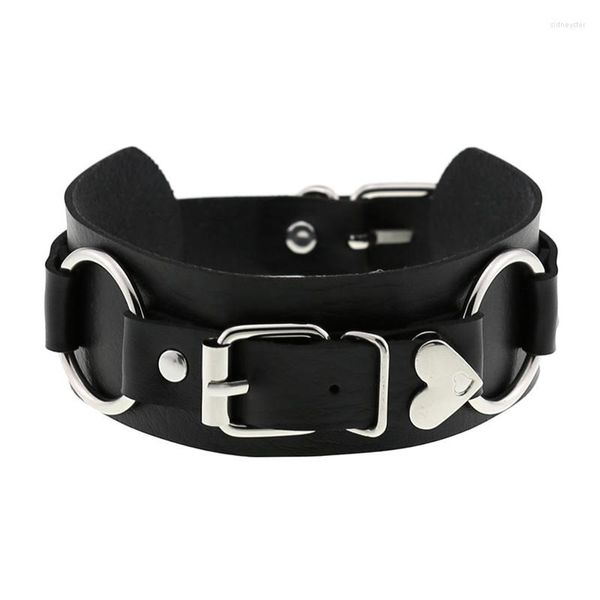 Charcker Fashion PU couro Colar de coração no colar do pescoço para meninas Lady Stud Chocker cinta de cinta de cosplay Festival Acessórios