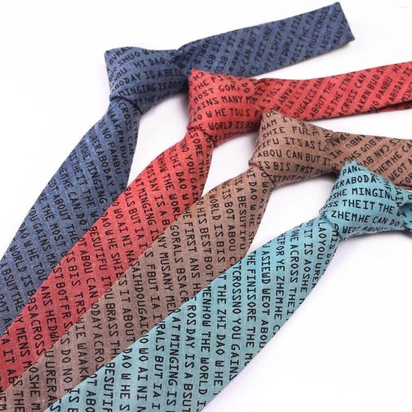 Laço de laço inglês alfabeto tie casual impresso de terno masculino acessórios multicoloria tendência de personalidade de personalidade por atacado