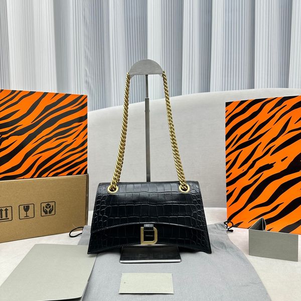 Модная парижская семейная сумка для песочных часов, фурнитура, логотип B, сумка через плечо из крокодиловой кожи, дизайнерская сумка с откидной цепочкой, сумка через плечо, кошелек и сумочка, женские роскошные брендовые сумки
