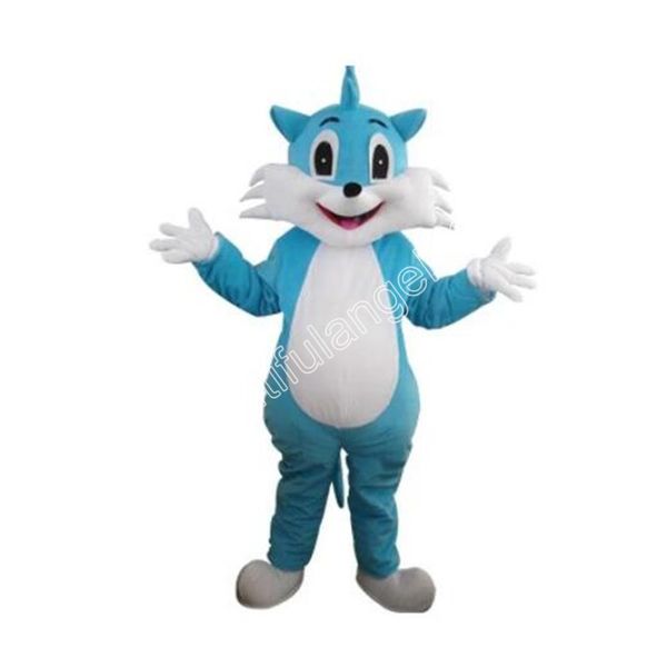 Weihnachten Tier Blau Katze Maskottchen Kostüm Cartoon Charakter Outfit Anzug Halloween Erwachsene Größe Geburtstag Party Outdoor Outfit Wohltätigkeit