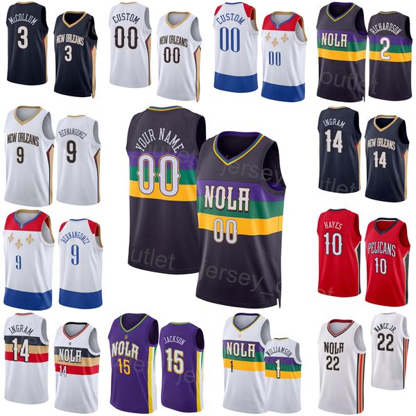 Maglia da basket giovanile uomo serigrafata Trey Murphy III Jersey 25 Josh Richardson 2 Brandon Ingram 14 Jonas Valanciunas 17 Herbert Jones 5 Larry Nance JR 22 Icona guadagnata