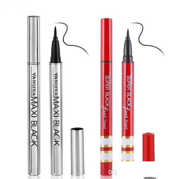 Lidschatten/Liner-Kombination Yanqina Black Long Lasting Liquid Eyeliner Pencil Wasserfester, wischfester, kosmetischer Schönheits-Make-up-Pinsel G Dh7Ny