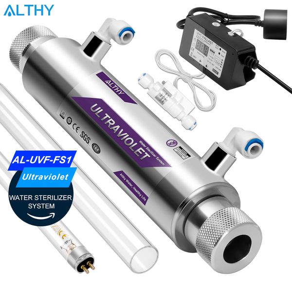 Popeiros de xarope líquido Althy UV UV Ultraviolet Light Purifier Sistema de esterilizador Sistema de desinfecção Filtro de controle de fluxo inteligente interruptor de aço inoxidável 1GPM 230222