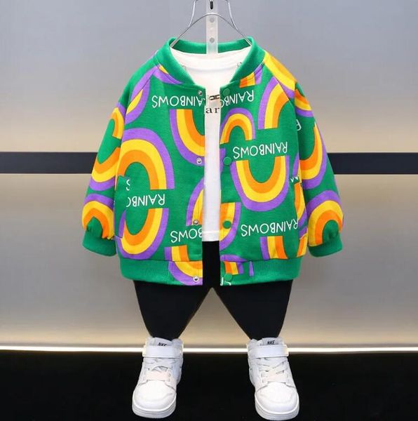 Jaqueta de designer de crian￧as da primavera Jaquetas de beisebol de arco -￭ris de casaco infantil